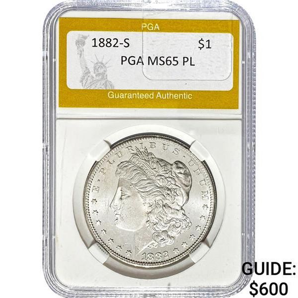1882-S Morgan Dollar PGA MS65 PL