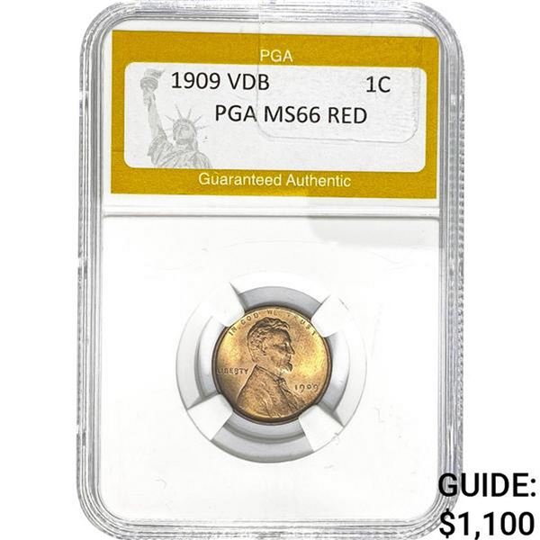 1909 VDB Lincoln Cent PGA MS66 RED