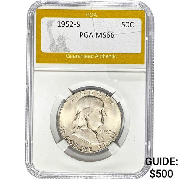 1952-S Franklin Half Dollar PGA MS66