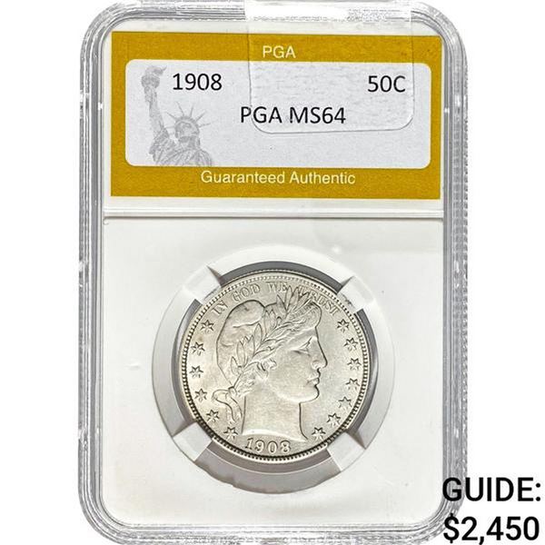 1908 Barber Half Dollar PGA MS64