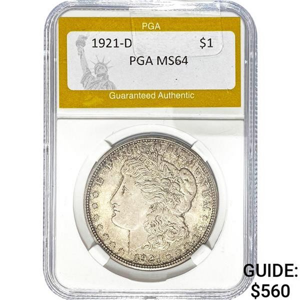 1921-D Morgan Silver Dollar PGA MS64