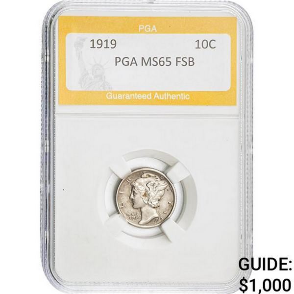 1919 Mercury Dime PGA FSB MS65