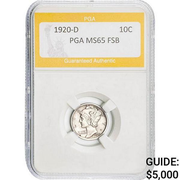 1920-D Mercury Dime PGA MS65 FSB MS65