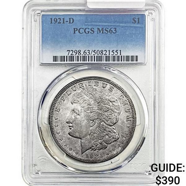 1921-D Morgan Silver Dollar PCGS MS63