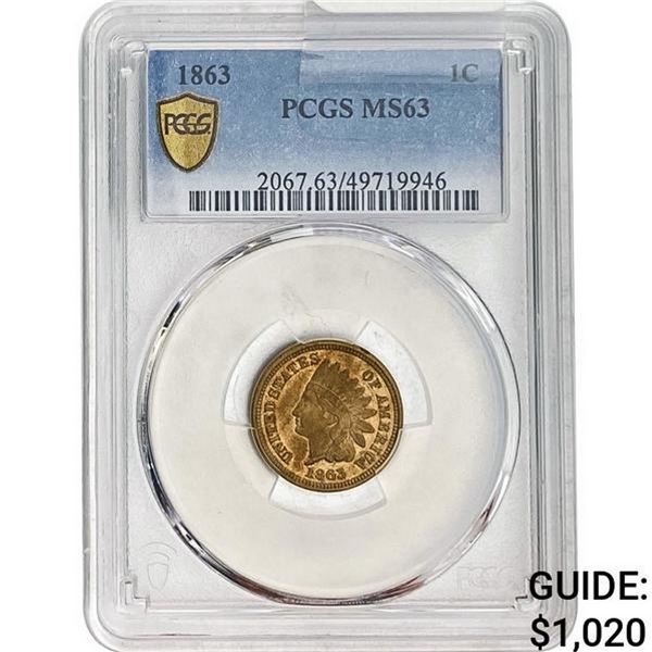 1863 Indian Head Cent PCGS MS63
