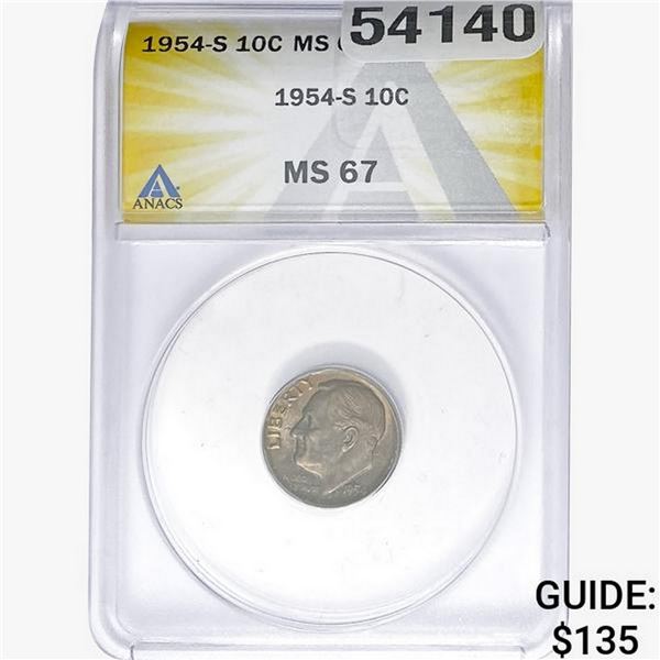 1954-S Roosevelt Dime ANACS MS67