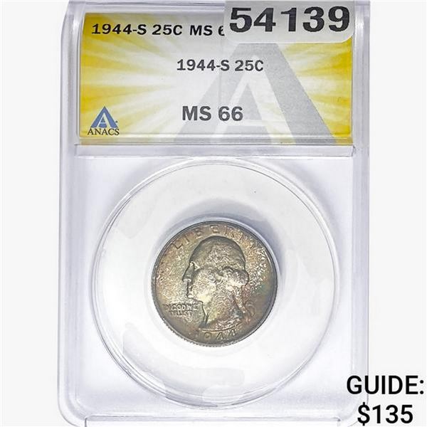 1944-S Washington Silver Quarter ANACS MS66