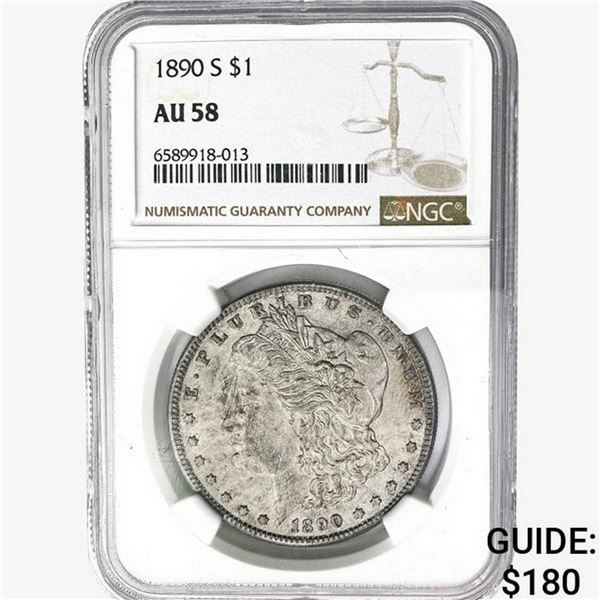 1890-S Morgan Silver Dollar NGC AU58