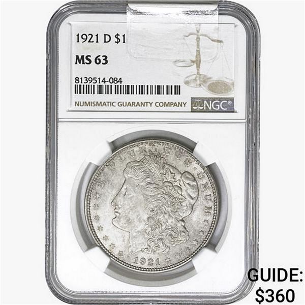 1921-D Morgan Silver Dollar NGC MS63