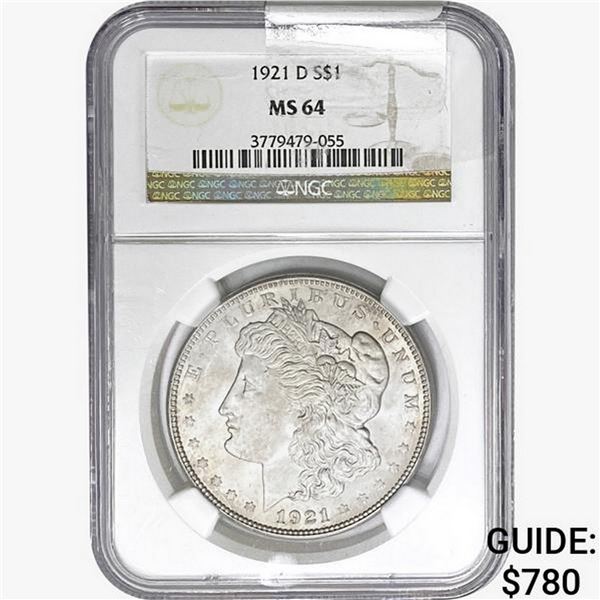 1921-D Morgan Silver Dollar NGC MS64
