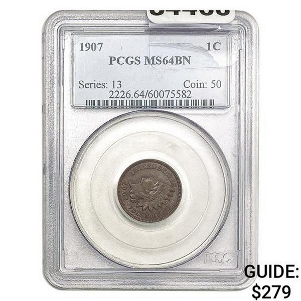 1907 Indian Head Cent PCGS MS64 BN