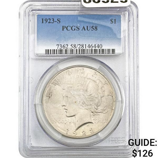 1923-S Peace Dollar PCGS AU58