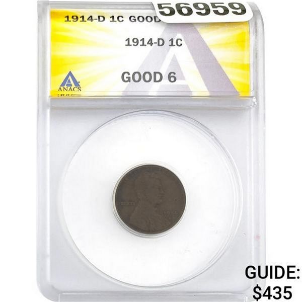 1914-D Lincoln Cent ANACS Good 6