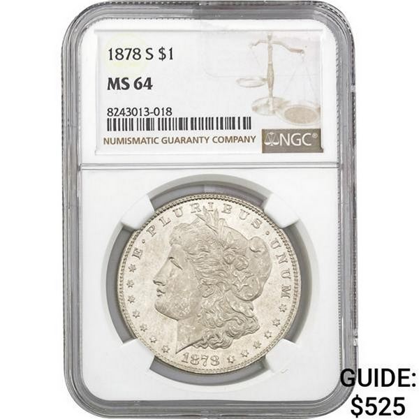 1878-S Morgan Silver Dollar NGC MS64