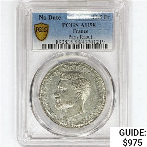 N.D. France 12.5 Francs PCGS AU58