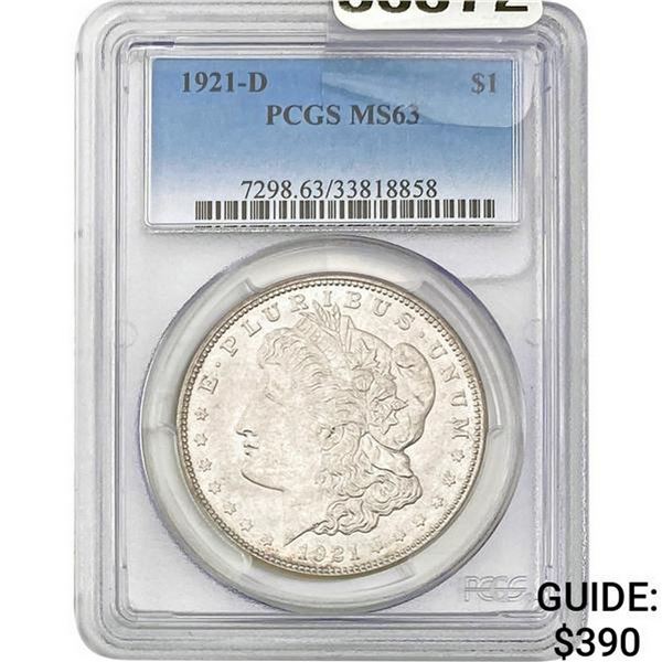 1921-D Morgan Silver Dollar PCGS MS63