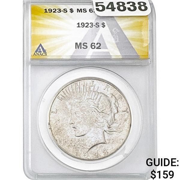 1923-S Silver Peace Dollar ANACS MS62