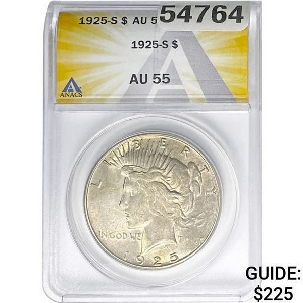 1925-S Silver Peace Dollar ANACS AU55