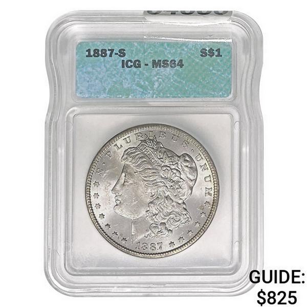 1887-S Morgan Silver Dollar ICG MS64
