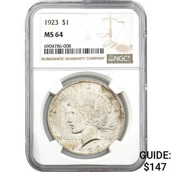 1923 $1 Peace Dollar NGC MS64