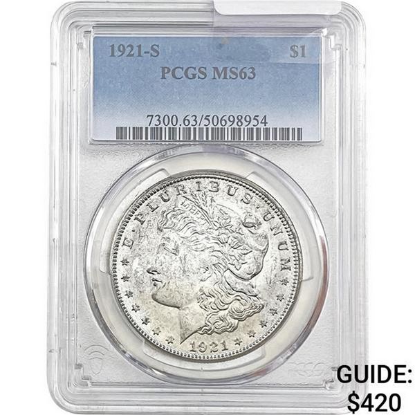 1921-S Morgan Silver Dollar PCGS MS63
