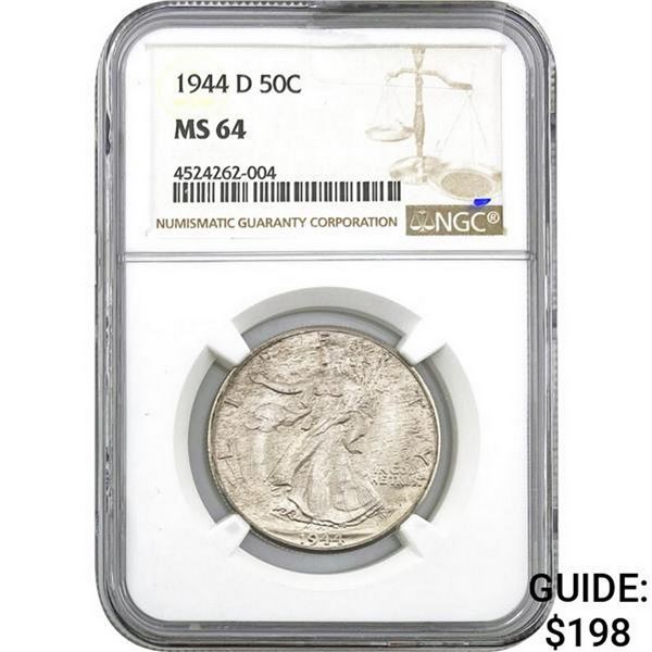 1944-D Walking Liberty Half Dollar NGC MS64