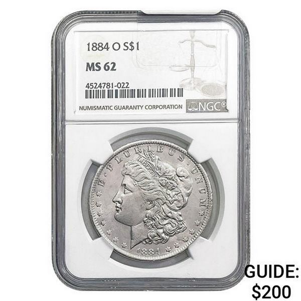 1884-O Morgan Silver Dollar NGC MS62