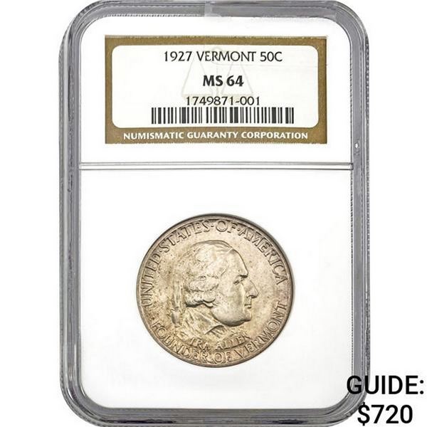 1927 Vermont Half Dollar MS64