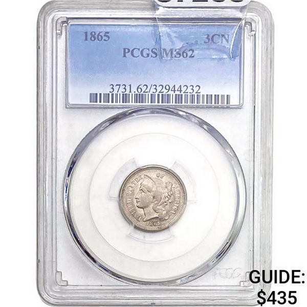 1865 3-Cent Nickel PCGS MS62