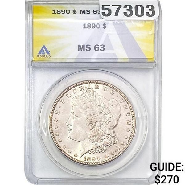 1890 Morgan Silver Dollar ANACS MS63