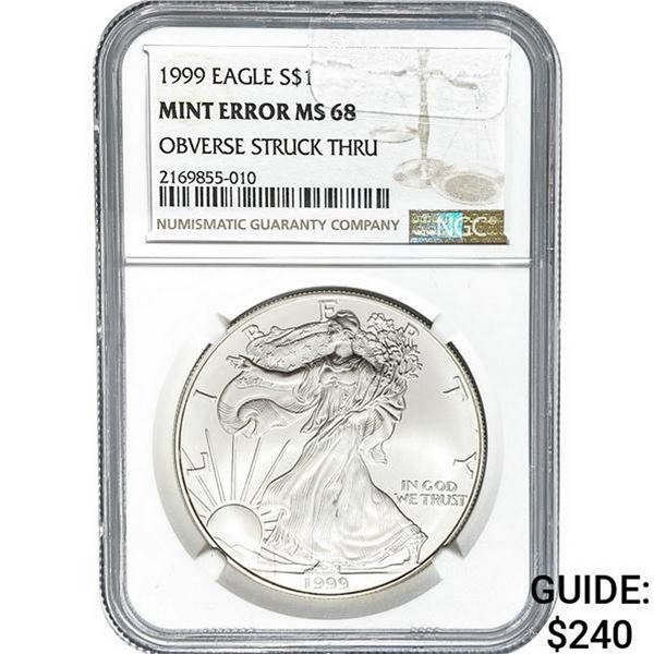 1999 Eagle S$1 NGC Mint Error MS68