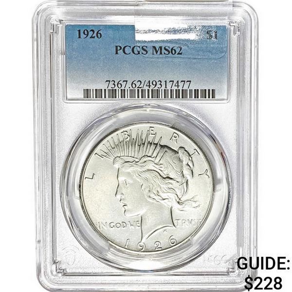 1926 Peace Dollar PCGS MS62