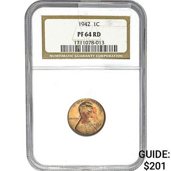 1942 1C Lincoln Cent NGC PF64 RD