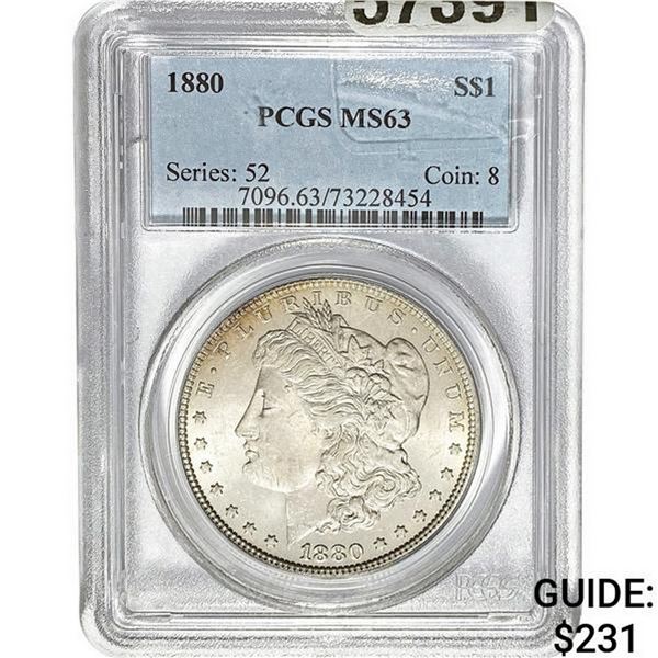 1880 Morgan Silver Dollar PCGS MS63