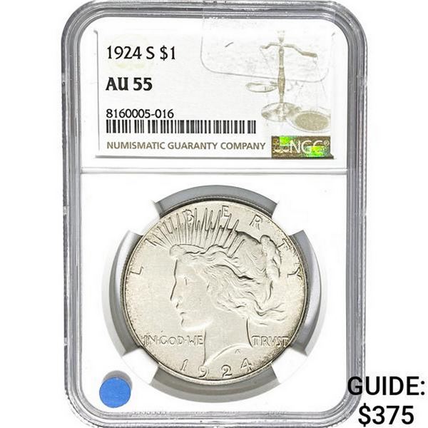 1924-S Peace Dollar NGC AU55