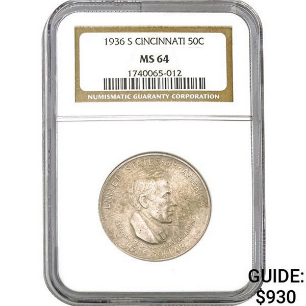 1936-S Cincinnati 50C NGC MS64