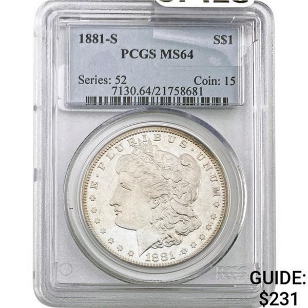 1881-S Morgan Silver Dollar PCGS MS64