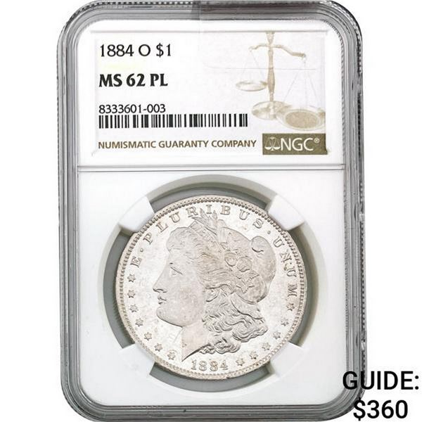 1884-O Morgan Silver Dollar NGC MS62 PL