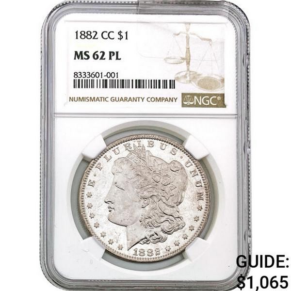 1882-CC Morgan Silver Dollar NGC MS62 PL