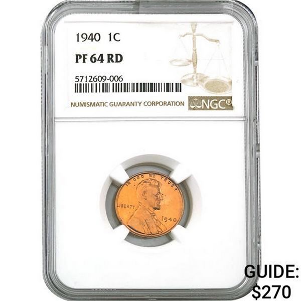 1940 1C Lincoln Cent NGC PF64 RD