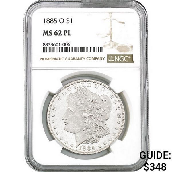 1885-O Morgan Silver Dollar NGC MS62 PL