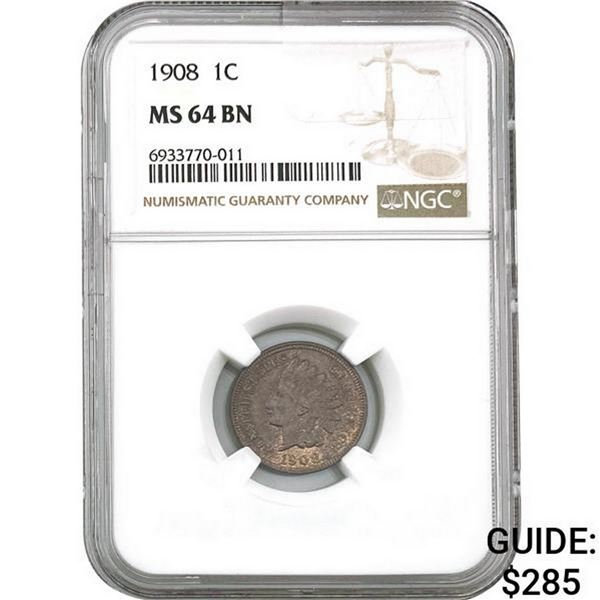 1908 1C Indian Head Cent NGC MS64BN