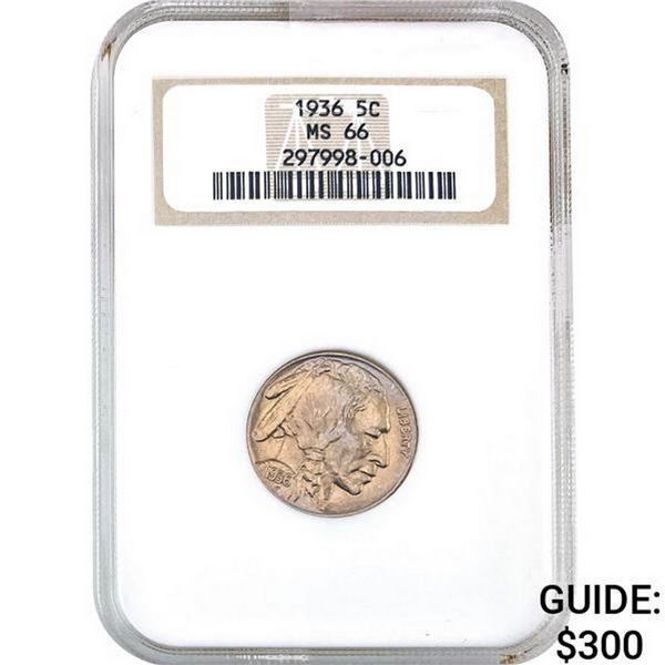 1936 5c Buffalo Nickel NGC MS66