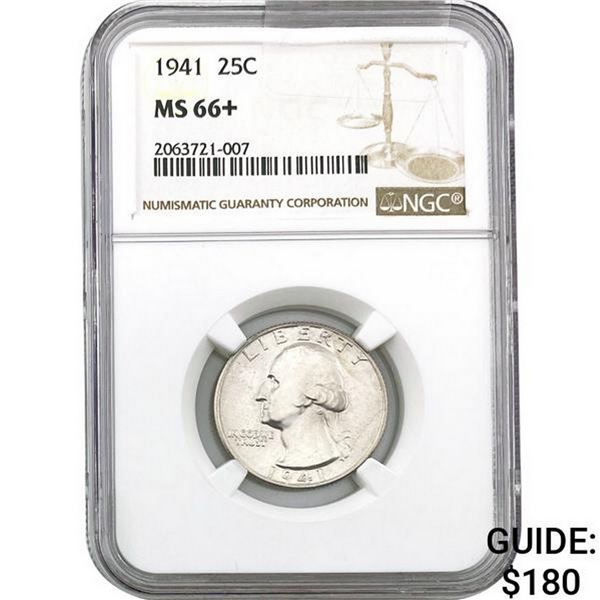 1941 25C Washington Quarter NGC MS66+