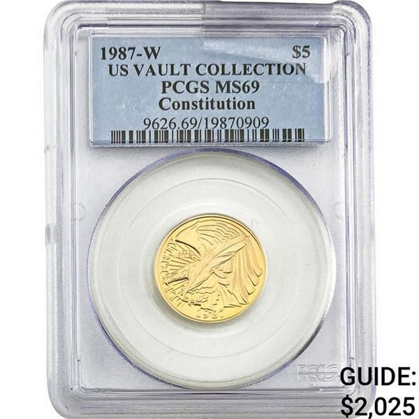 1987-W $5 Const .2419oz AGW PCGS MS69