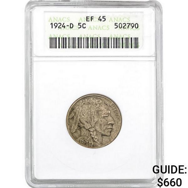 1924-D Buffalo Nickel ANACS EF45