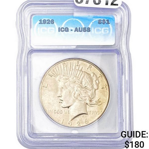1926 Peace Dollar ICG AU58