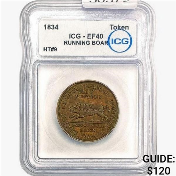 1834 Running Boar Token ICG EF40 HT#9