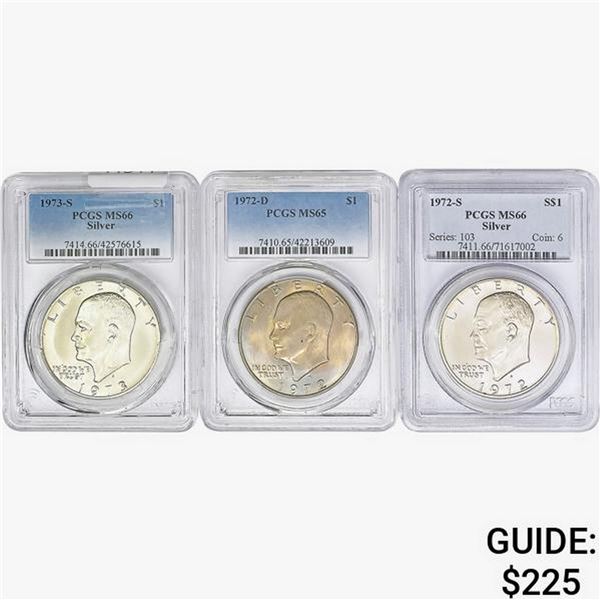 [3] 1972-1973 Eisenhower Dollar PCGS MS65/66