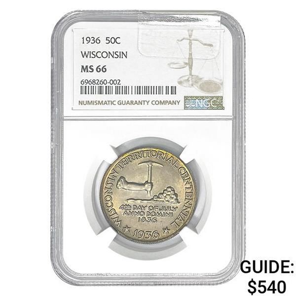 1936 Wisconsin Half Dollar NGC MS66